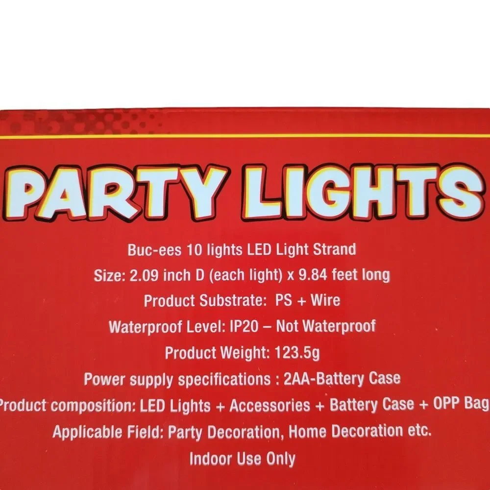 Buc-ee's Bucees‎ Party Lights 10 ft. Indoor LED 10 Light Strand Battery AA